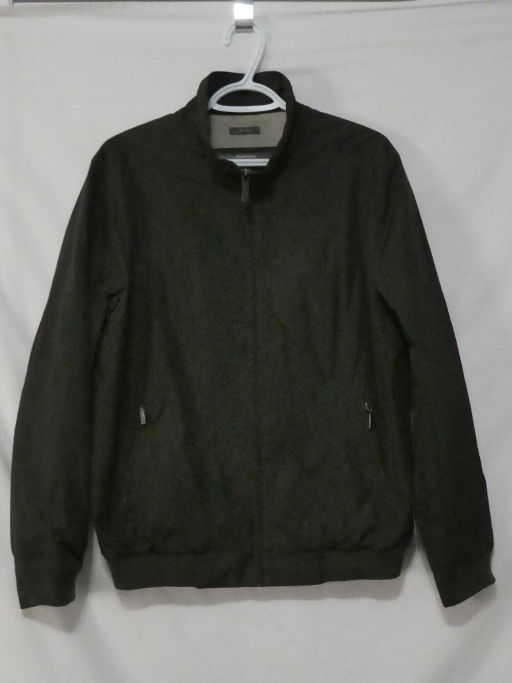 PERRY ELLIS PORTFOLIO Sportech Men's Olive Green Zip-Up Bomber Jacket - Medium